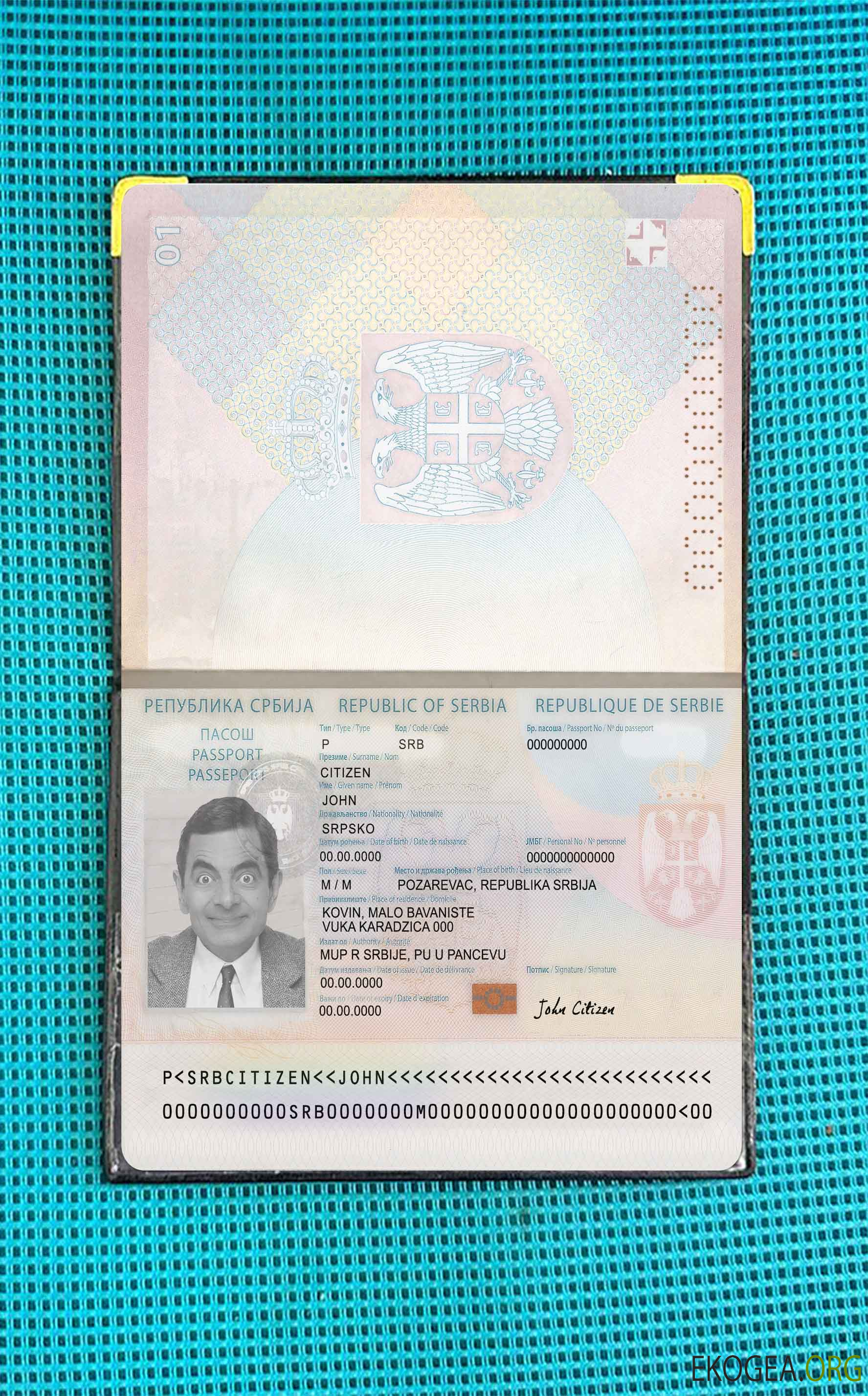 Look photo du passeport serbe 2018 présent